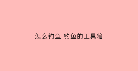 怎么钓鱼钓鱼的工具箱(钓鱼工具怎么用)